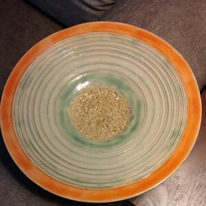 Hand Crafted Vibrant Orange and Subtle Green Bowl